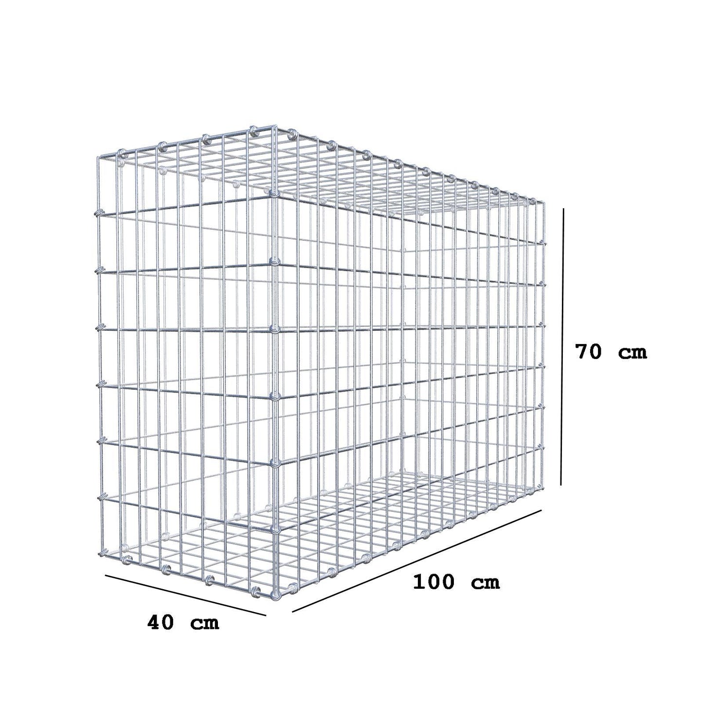 Gabbione 100 cm x 70 cm x 40 cm (L x H x P), maglia 5 x 10 cm, anello a spirale