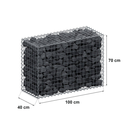 Gavión 100 cm x 70 cm x 40 cm (L x A x P), luz de malla 5 cm x 5 cm, en espiral
