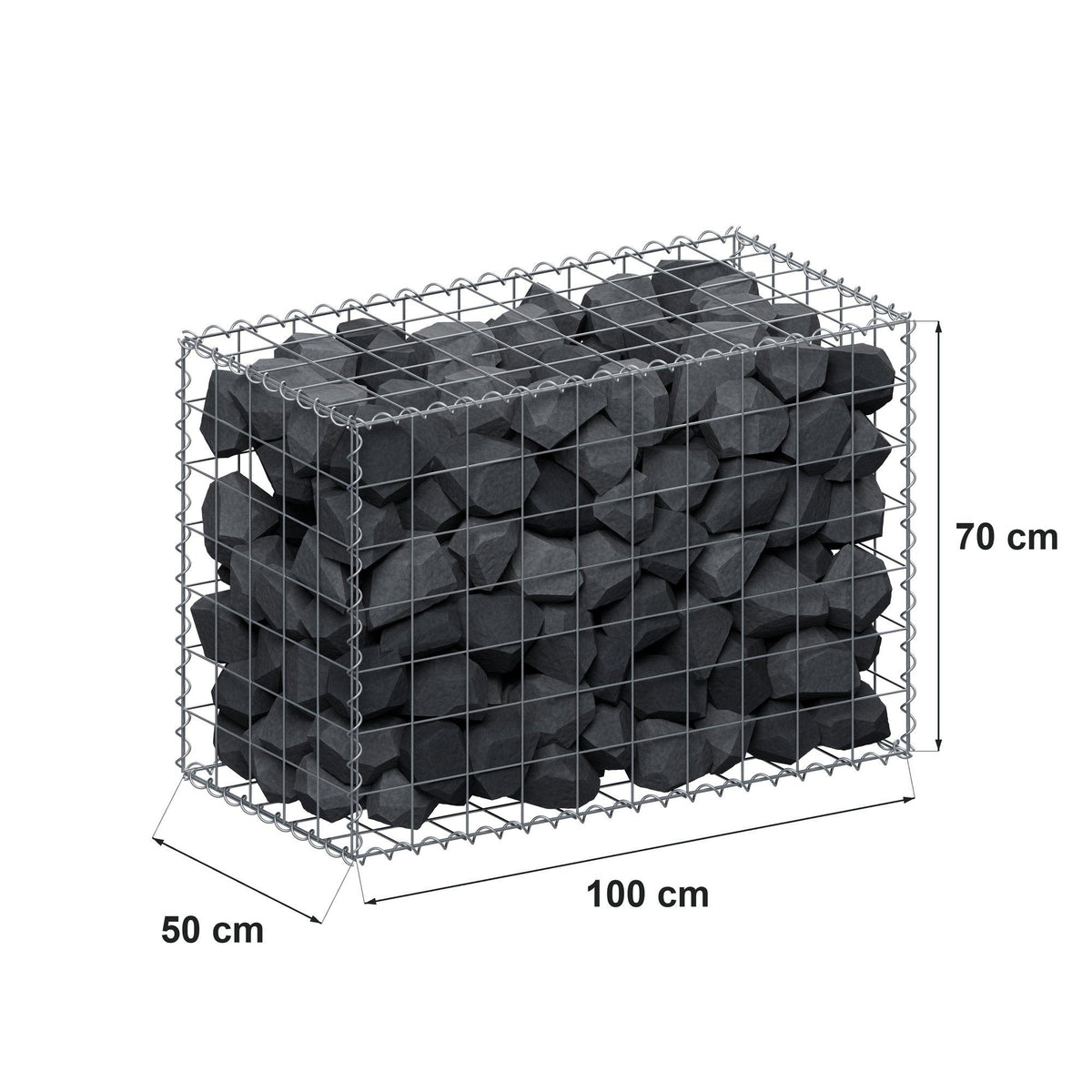 Gabion 100 cm x 70 cm x 50 cm (L x H x D), mesh size 10 cm x 10 cm, spiral