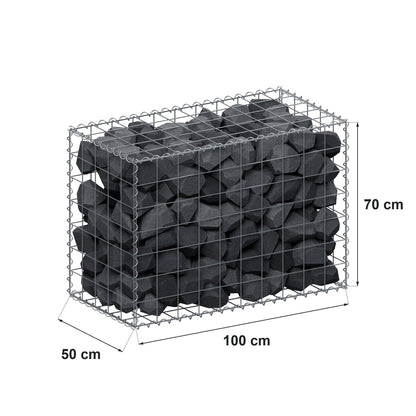 Gabion 100 cm x 70 cm x 50 cm (L x H x D), mesh size 10 cm x 10 cm, spiral