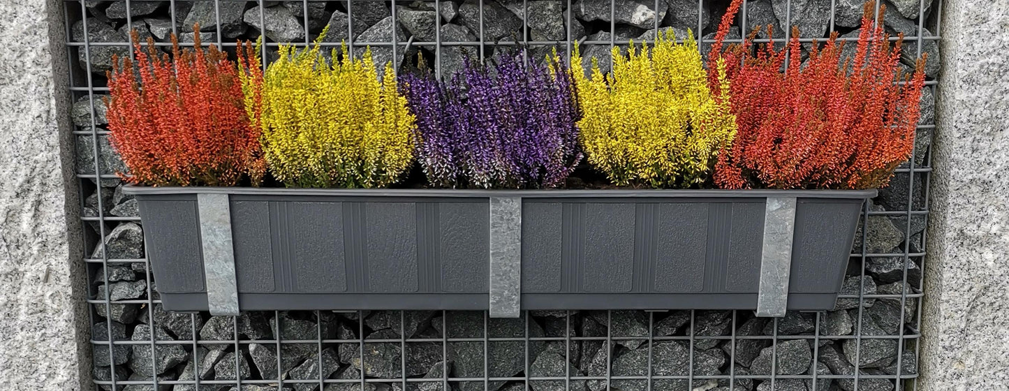 Blumenkastenhalter verzinkt im 3er Set inklusive Blumentopf, für Gabionen MW 5 x 5