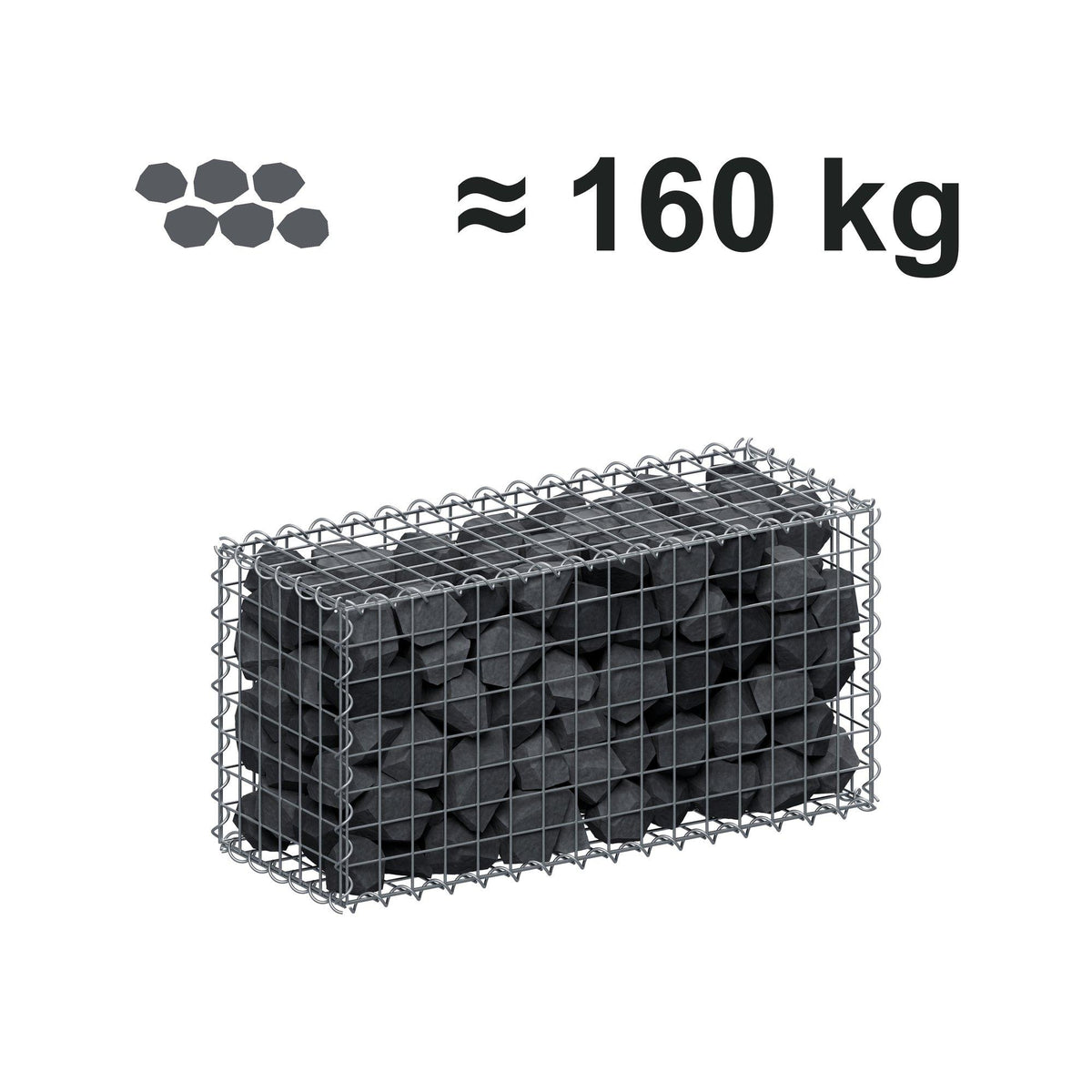 Gabion 80 cm x 40 cm x 30 cm (L x H x D), maskstorlek 5 cm x 5 cm, spiral