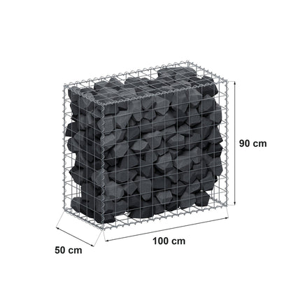 Gabion 100 cm x 90 cm x 50 cm (L x H x D), maskstorlek 10 cm x 10 cm, spiral