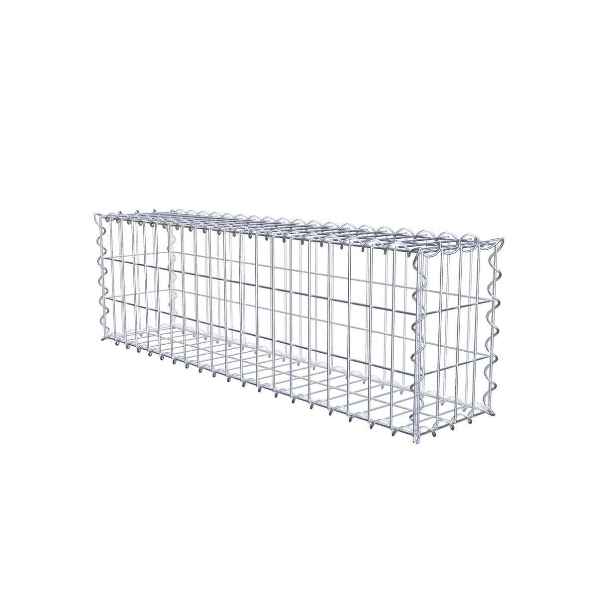 Gabião 100 cm x 30 cm x 20 cm (C x A x P), malhagem 5 cm x 10 cm, espiral