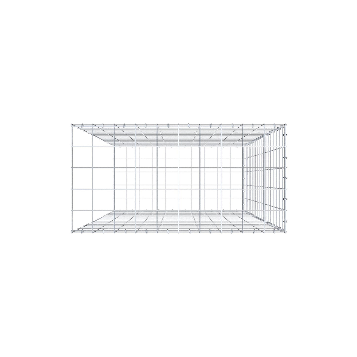 Monteret gabion type 2 200 cm x 100 cm x 50 cm (L x H x D), maskestørrelse 10 cm x 10 cm, C-ring