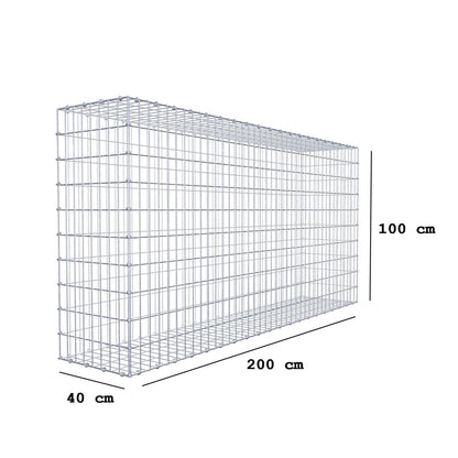 Gabion 200 cm x 100 cm x 40 cm (L x H x D), maskestørrelse 5 x 10 cm, spiralring