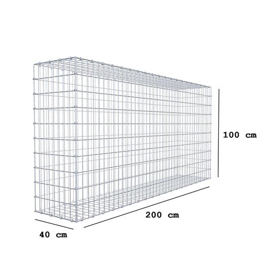 Gabion 200 cm x 100 cm x 40 cm (L x H x D), maskstorlek 5 x 10 cm, spiralring