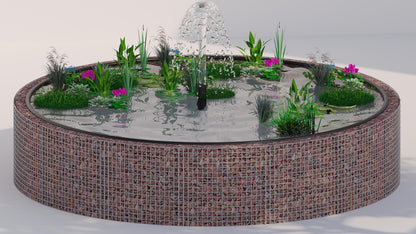 Gabion bassin surélevé rond, diamètre extérieur 202 cm, hauteur 80 cm, mailles 5 x 5 cm, épaisseur de paroi 15 cm