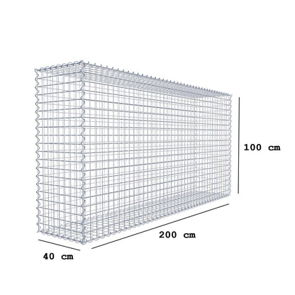 Gabion 200 cm x 100 cm x 40 cm (L x H x D), maskstorlek 5 cm x 5 cm, spiral