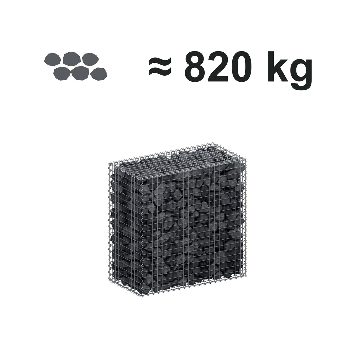 Gabion 100 cm x 100 cm x 50 cm (L x H x D), maskestørrelse 5 cm x 5 cm, spiral