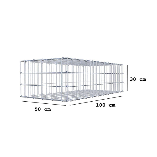 Gabion 100 cm x 30 cm x 50 cm (L x H x D), maskstorlek 5 x 10 cm, spiralring