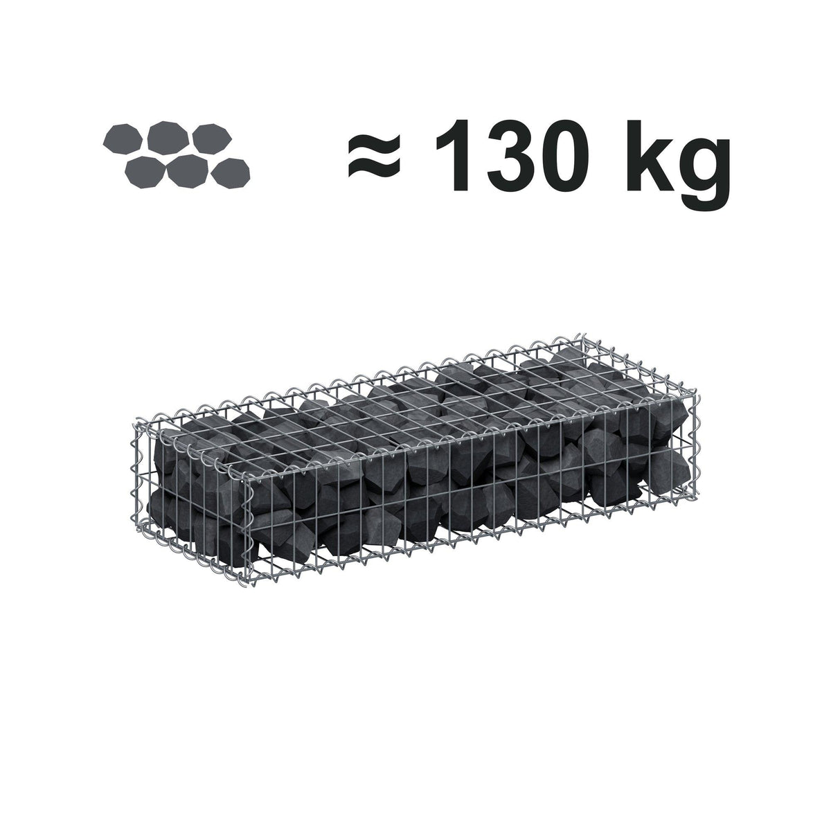Gabion 100 cm x 20 cm x 40 cm (L x H x D), mesh size 5 cm x 10 cm, spiral