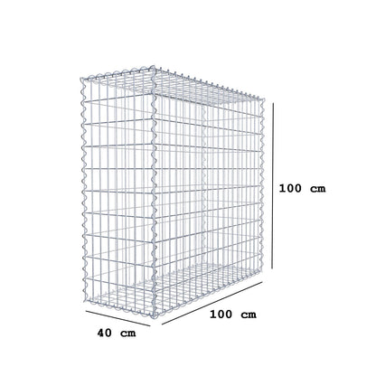 Gabion 100 cm x 100 cm x 40 cm (L x H x D), maskestørrelse 5 cm x 10 cm, spiral