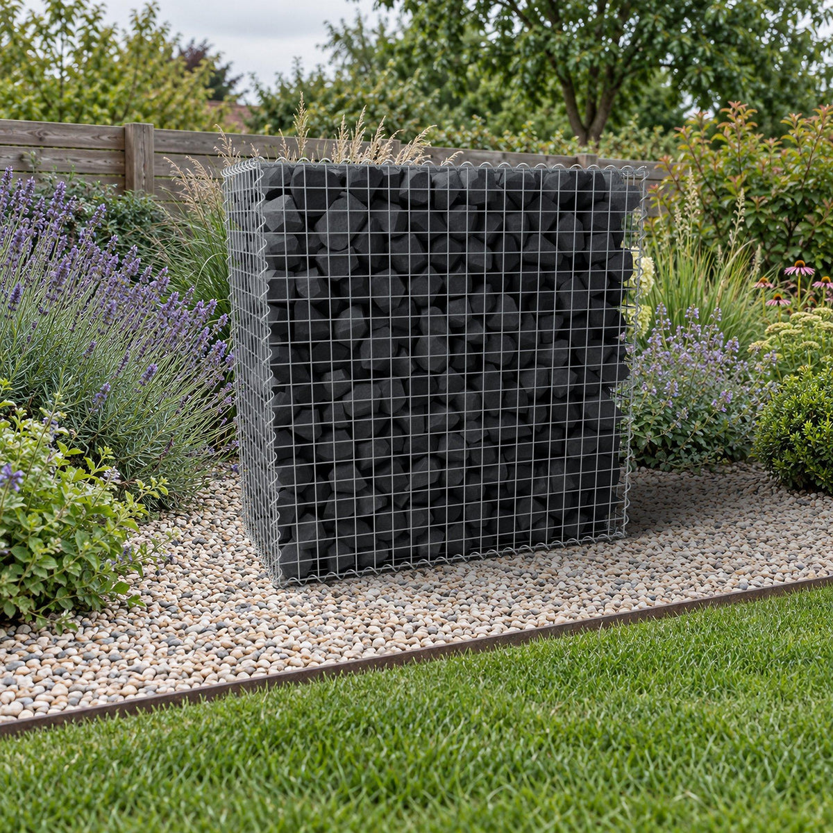 Gabion 100 cm x 100 cm x 50 cm (L x H x D), maskestørrelse 5 cm x 5 cm, spiral