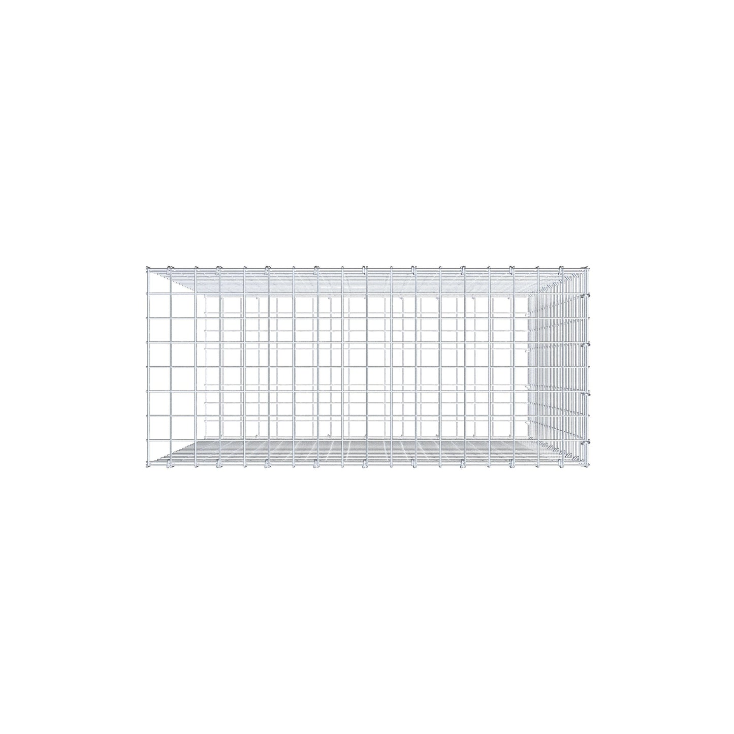 Typ 2 påbyggnadsgabion 100 cm x 90 cm x 40 cm (L x H x D), maskstorlek 5 cm x 5 cm, C-ring