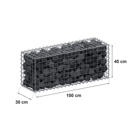 Gabbione 100 cm x 40 cm x 30 cm (L x H x P), maglia 5 cm x 5 cm, spirale
