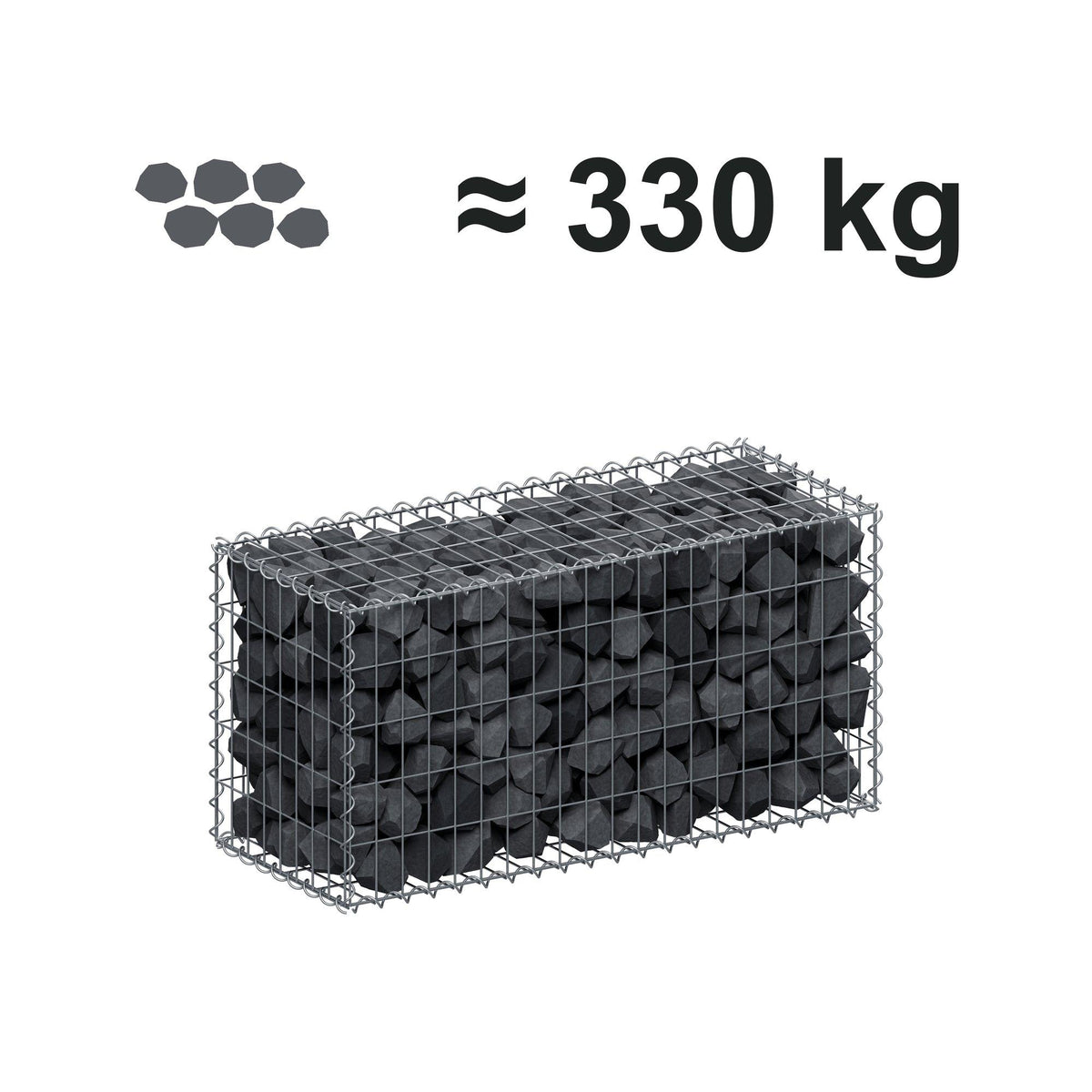 Schanskorf 100 cm x 50 cm x 40 cm (L x H x D), maaswijdte 5 cm x 10 cm, spiraalvormig