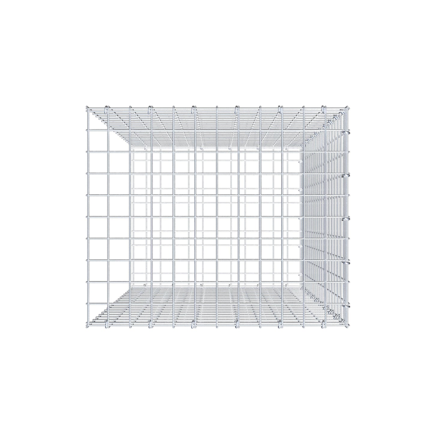 Bevestigbare schanskorf type 2 100 cm x 60 cm x 50 cm (L x H x D), maaswijdte 5 cm x 5 cm, C-ring