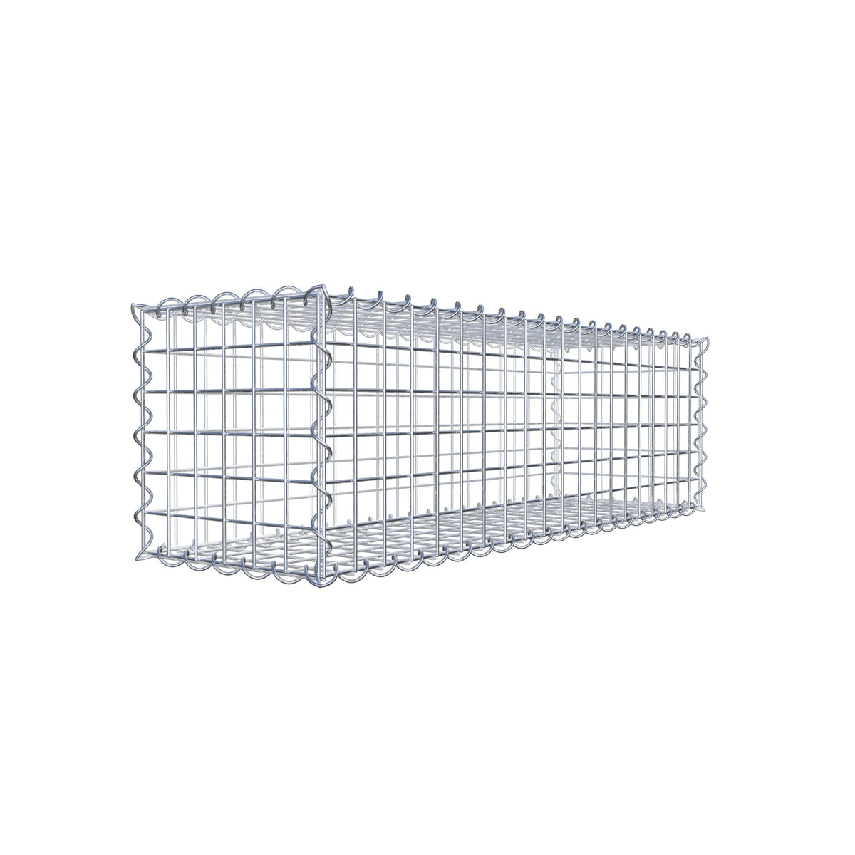 Gabião 100 cm x 30 cm x 30 cm (C x A x P), malhagem 5 cm x 5 cm, espiral