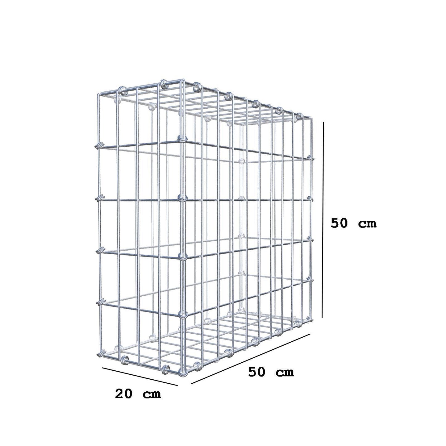 Schanskorf 50 cm x 50 cm x 20 cm (L x H x D), maaswijdte 5 x 10 cm, spiraalring