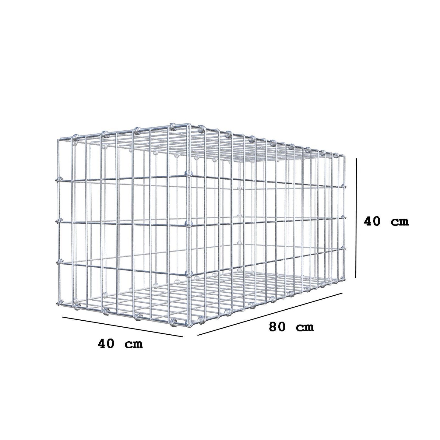 Gabione 80 cm x 40 cm x 40 cm (L x H x T), Maschenweite 5 x 10 cm, Spiralring