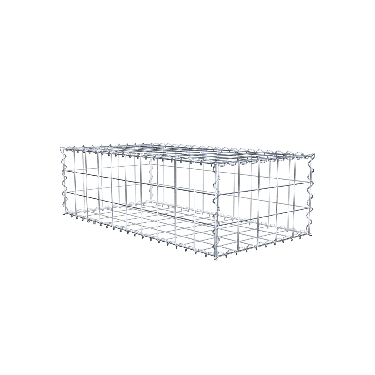 Gabião 100 cm x 30 cm x 50 cm (C x A x P), malhagem 10 cm x 10 cm, espiral