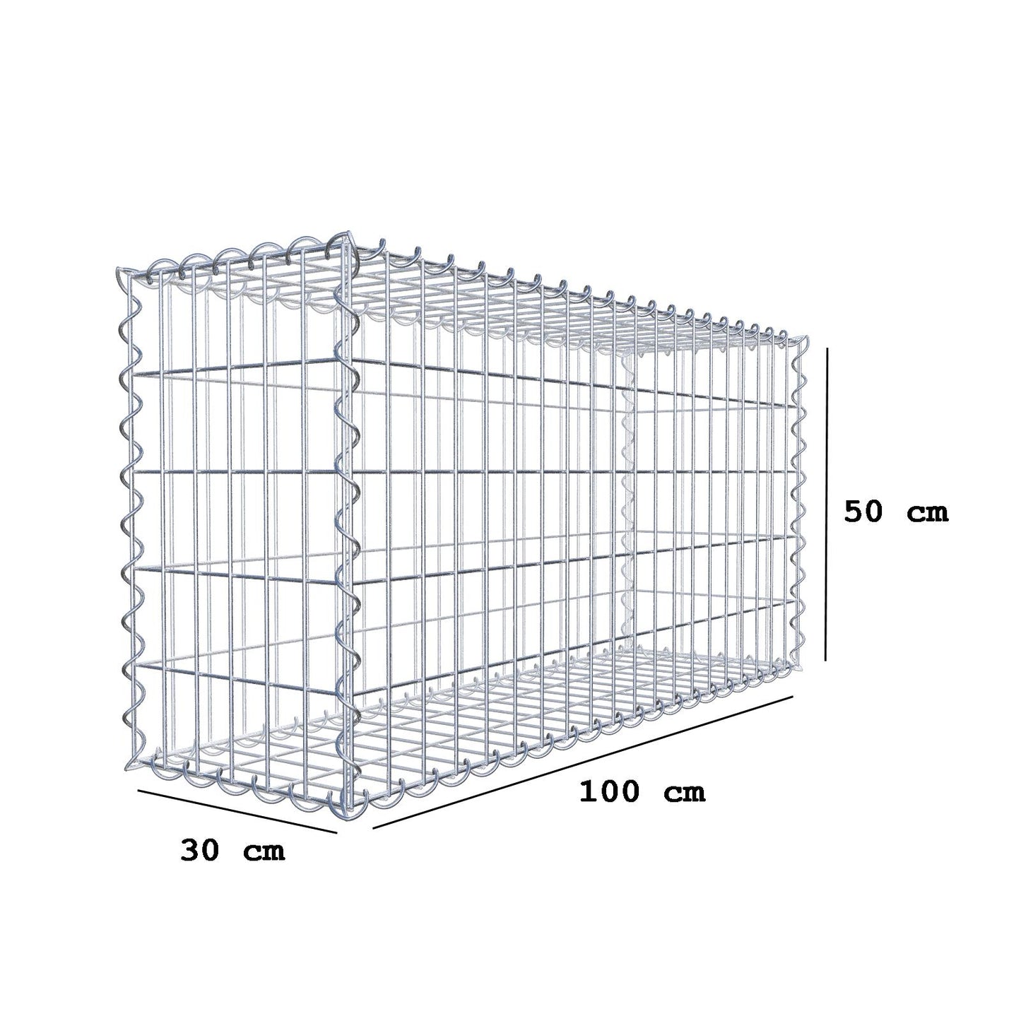 Schanskorf 100 cm x 50 cm x 30 cm (L x H x D), maaswijdte 5 cm x 10 cm, spiraal