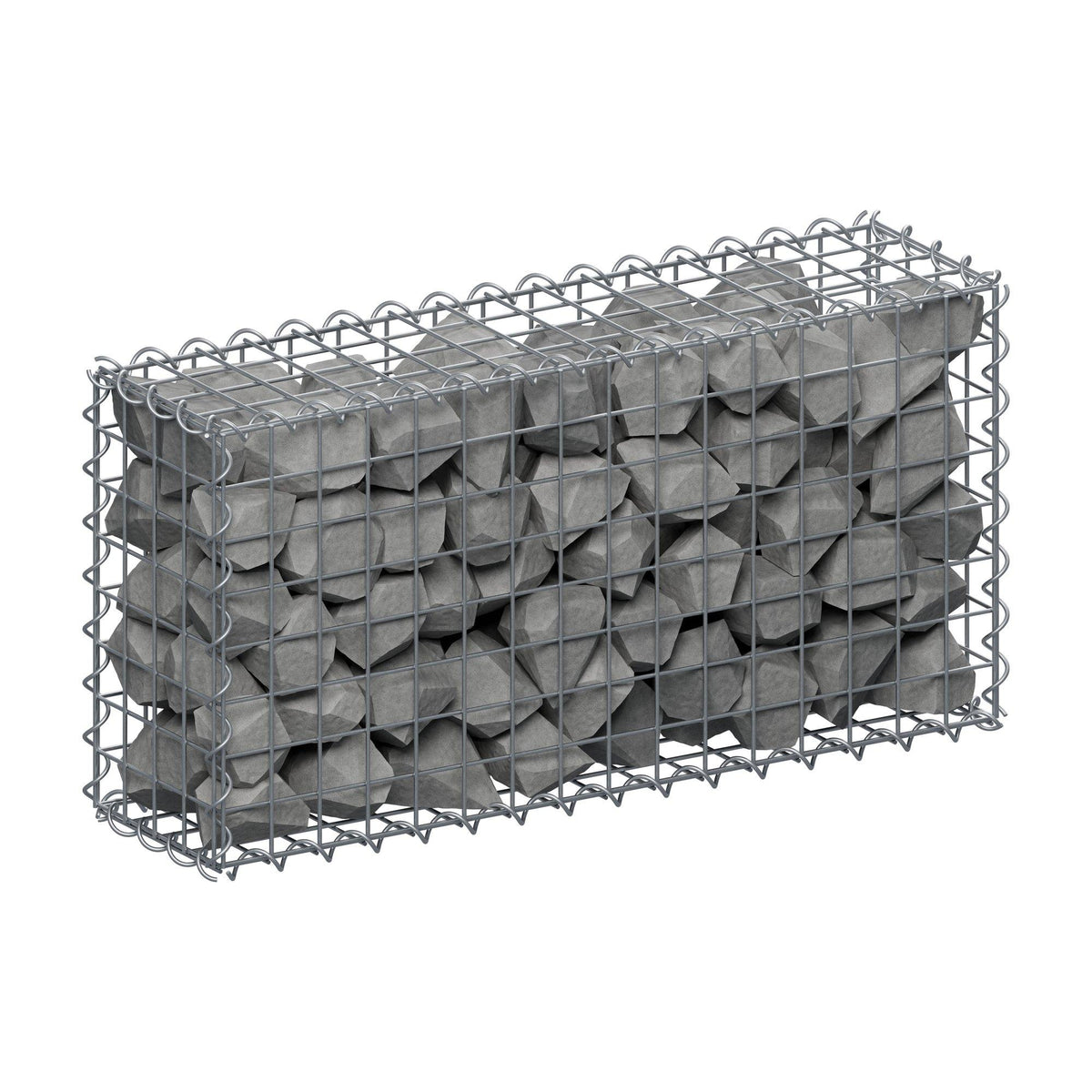 Gabião 80 cm x 40 cm x 20 cm (C x A x P), malhagem 5 cm x 5 cm, espiral