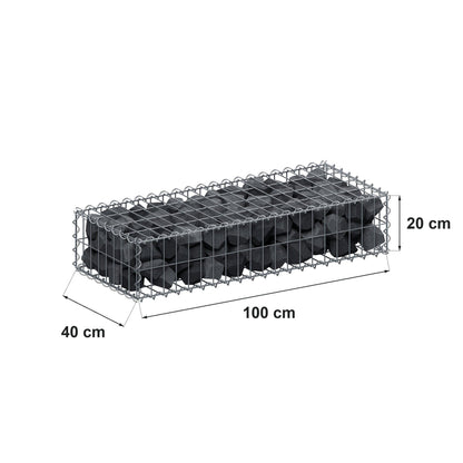 Gabion 100 cm x 20 cm x 40 cm (L x H x D), mesh size 5 cm x 10 cm, spiral
