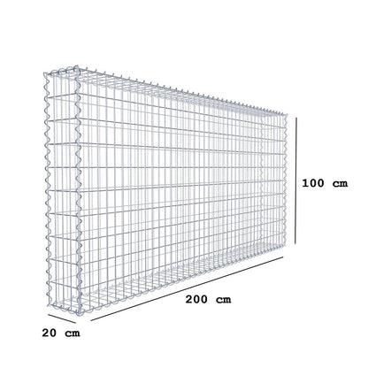Gavión 200 cm x 100 cm x 20 cm (L x A x P), malla 5 cm x 10 cm, espiral