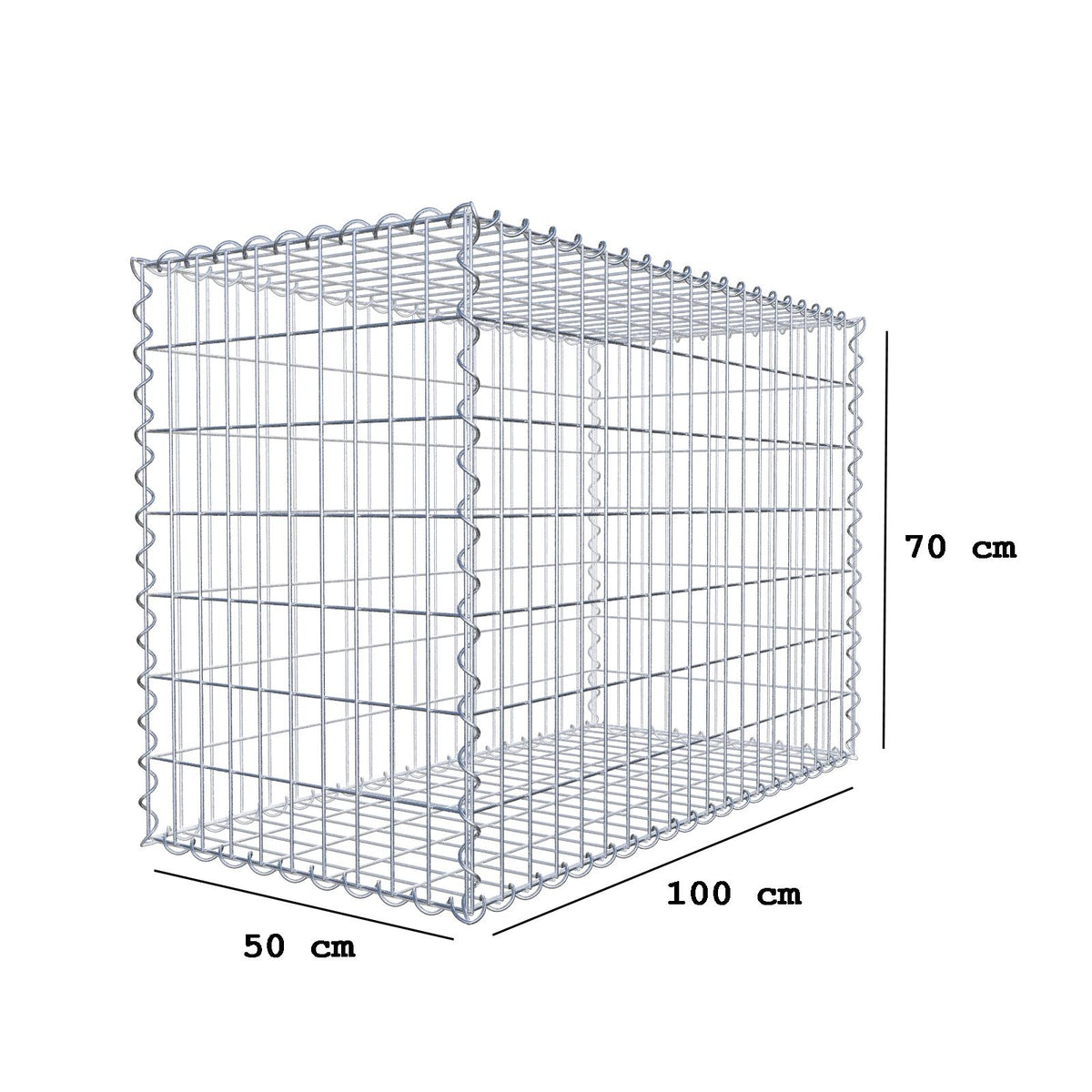 Gabione 100 cm x 70 cm x 50 cm (L x H x T), Maschenweite 5 cm x 10 cm, Spirale