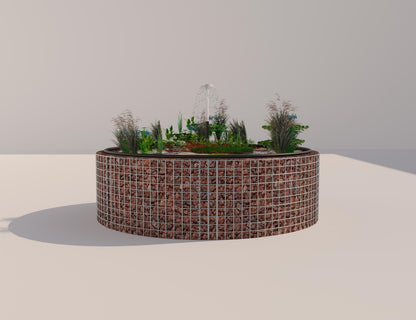 Gabion raised pond, round, outer diameter 172 cm, height 50 cm, mesh size 5 x 5 cm, wall thickness 15 cm