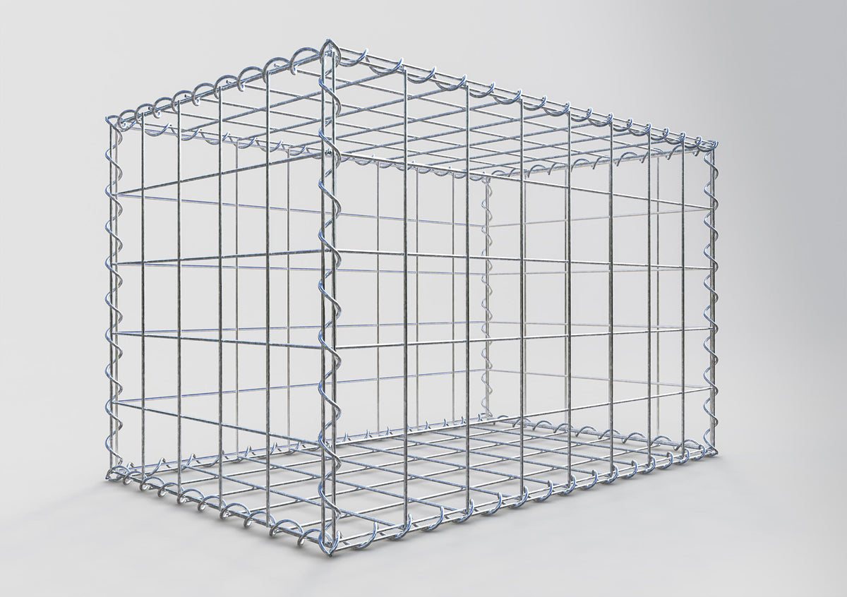 Gabião 80 cm x 50 cm x 50 cm (C x A x P), malhagem 10 cm x 10 cm, espiral