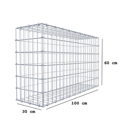 Schanskorf 100 cm x 60 cm x 30 cm (L x H x D), maaswijdte 5 x 10 cm, spiraalring