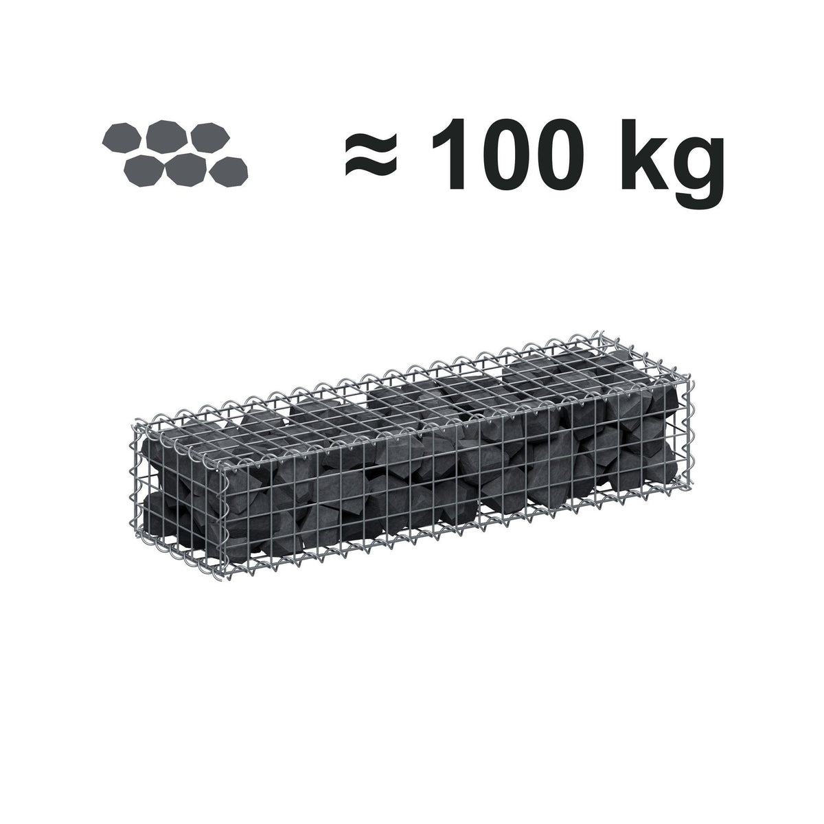 Gabion 100 cm x 20 cm x 30 cm (L x H x D), mesh size 5 cm x 5 cm, spiral