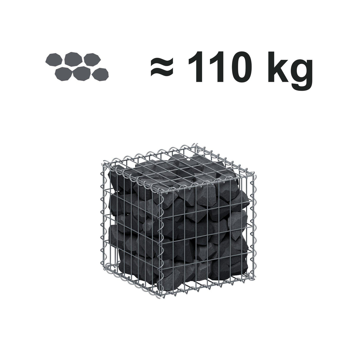 Gabion 40 cm x 40 cm x 40 cm (L x H x P), mailles 5 cm x 10 cm, spirale