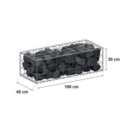 Gabbione 100 cm x 30 cm x 40 cm (L x H x P), maglia 10 cm x 10 cm, spirale