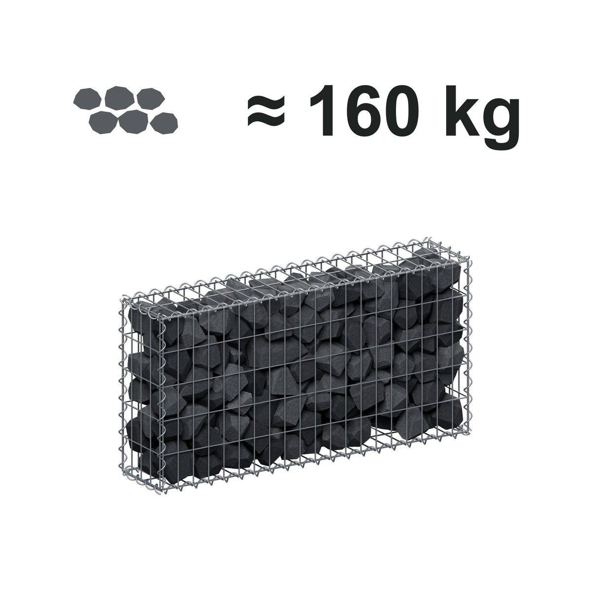 Gabbione 100 cm x 50 cm x 20 cm (L x H x P), maglia 5 cm x 10 cm, spirale