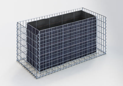 Lecho elevado rectangular 130 cm x 60 cm x 60 cm (largo x alto x fondo), malla 5 x 10 cm, espesor de pared 10 cm