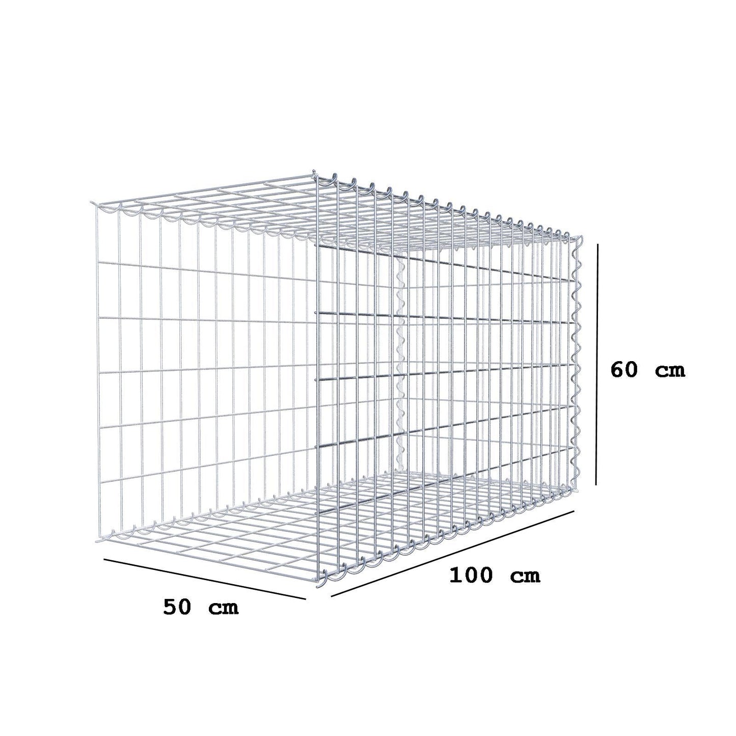 Gavión complementario tipo 2 100 cm x 60 cm x 50 cm (L x A x P), luz de malla 5 cm x 10 cm, en espiral
