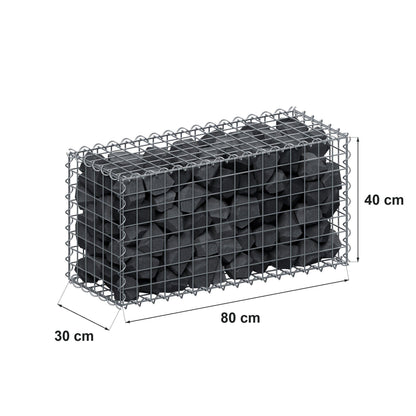 Gabion 80 cm x 40 cm x 30 cm (L x H x D), maskstorlek 5 cm x 5 cm, spiral