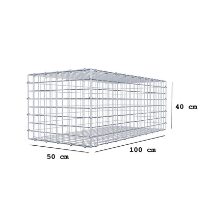 Gabion 100 cm x 40 cm x 50 cm (L x H x D), maskestørrelse 5 x 5 cm, spiralring