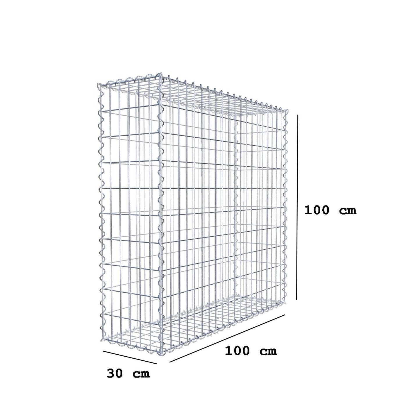 Set di 2 gabbioni 100 cm x 100 cm x 30 cm (L x A x P), maglia 5 x 10 cm, spirale