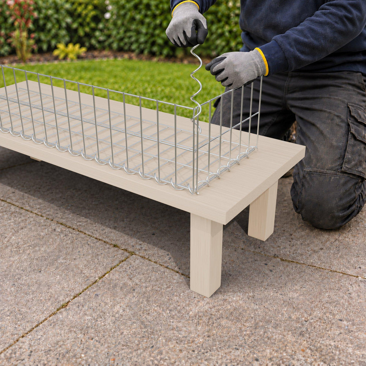 Schanskorf 100 cm x 20 cm x 30 cm (L x H x D), maaswijdte 5 cm x 10 cm, spiraalvormig