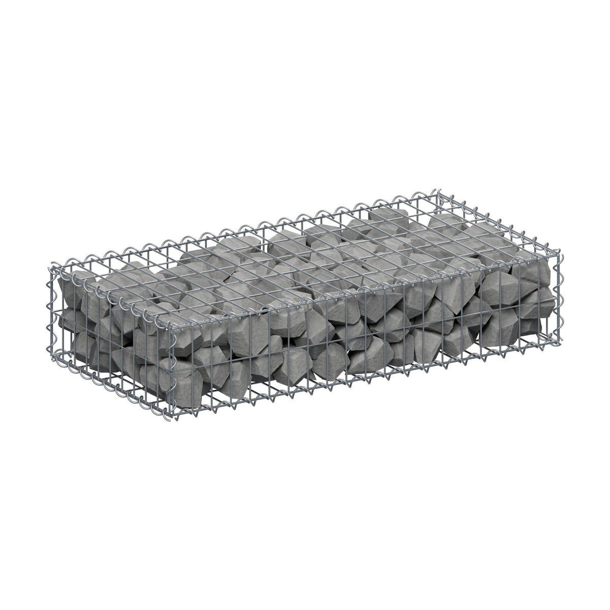 Gabião 100 cm x 20 cm x 50 cm (C x A x P), malhagem 5 cm x 10 cm, espiral