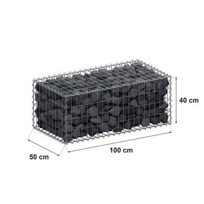 Gabione 100 cm x 40 cm x 50 cm (L x H x T), Maschenweite 5 cm x 10 cm, Spirale