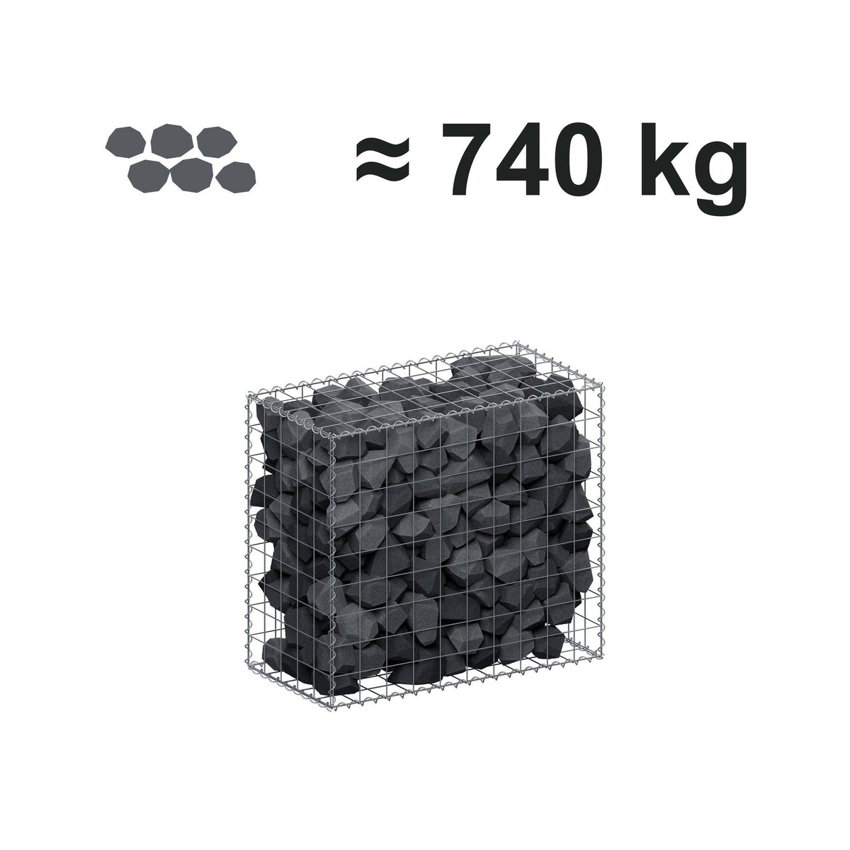 Gabion 100 cm x 90 cm x 50 cm (L x H x D), maskstorlek 10 cm x 10 cm, spiral