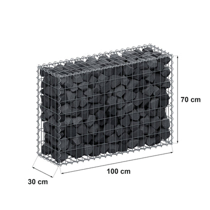 Gabião 100 cm x 70 cm x 30 cm (C x A x P), malhagem 5 cm x 10 cm, espiral