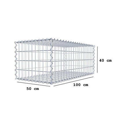 Schanskorf 100 cm x 40 cm x 50 cm (L x H x D), maaswijdte 5 cm x 10 cm, spiraalvormig