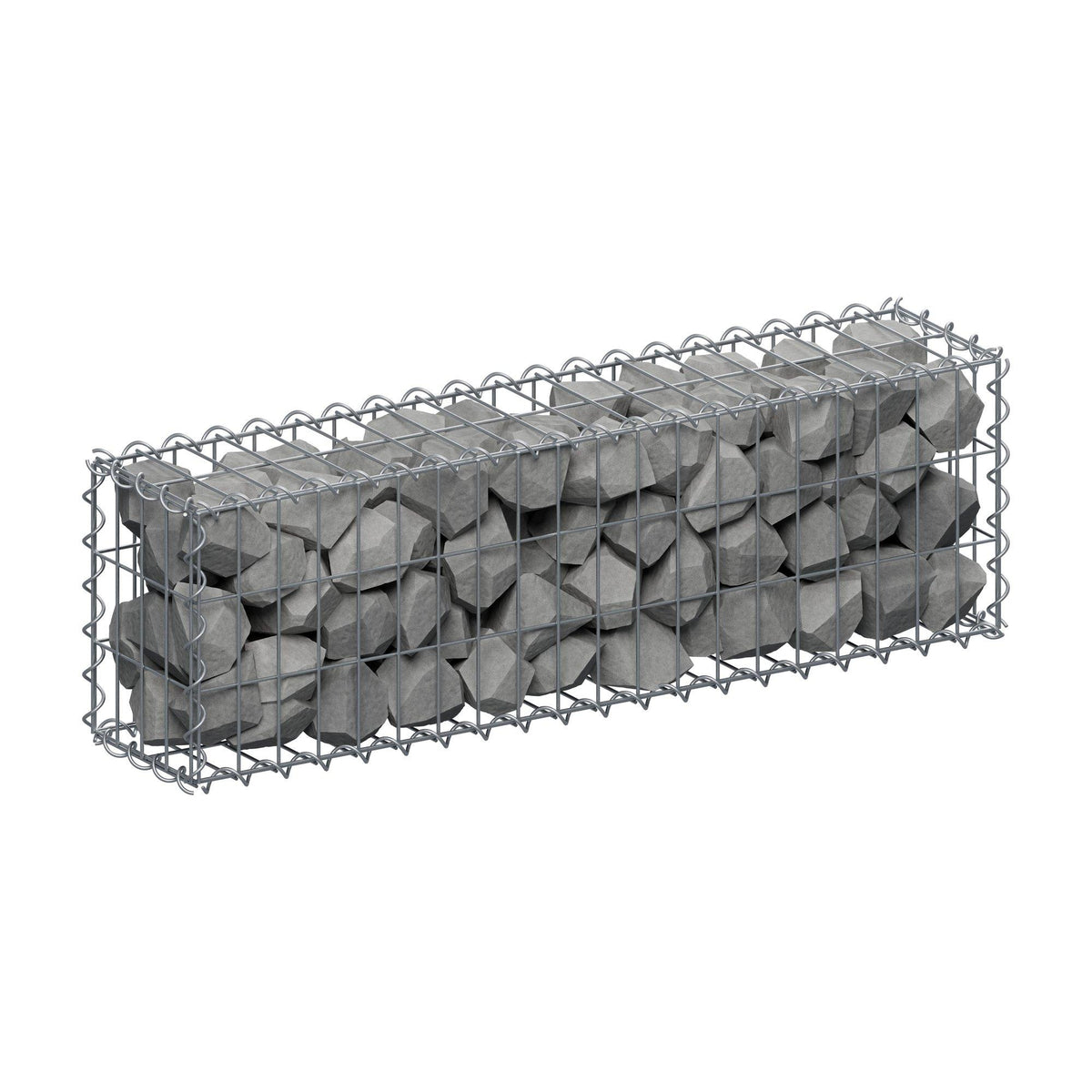 Gabião 100 cm x 30 cm x 20 cm (C x A x P), malhagem 5 cm x 10 cm, espiral